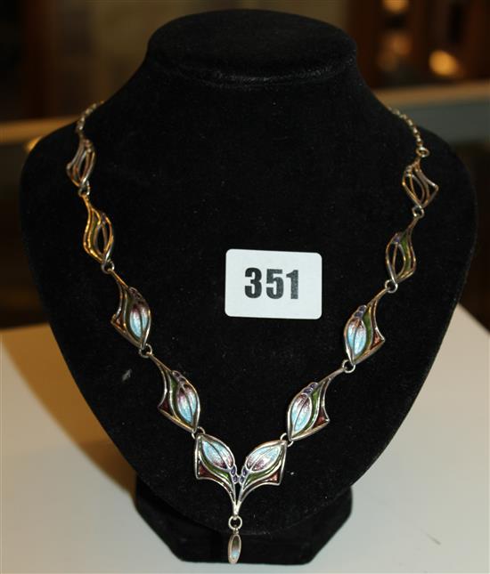 Art Nouveau style designed enamel necklace